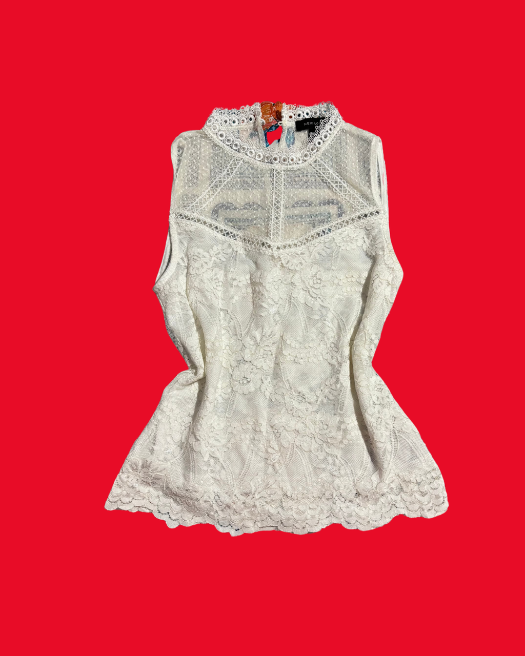 Y2K inspired white coquette top sleeveless size 8