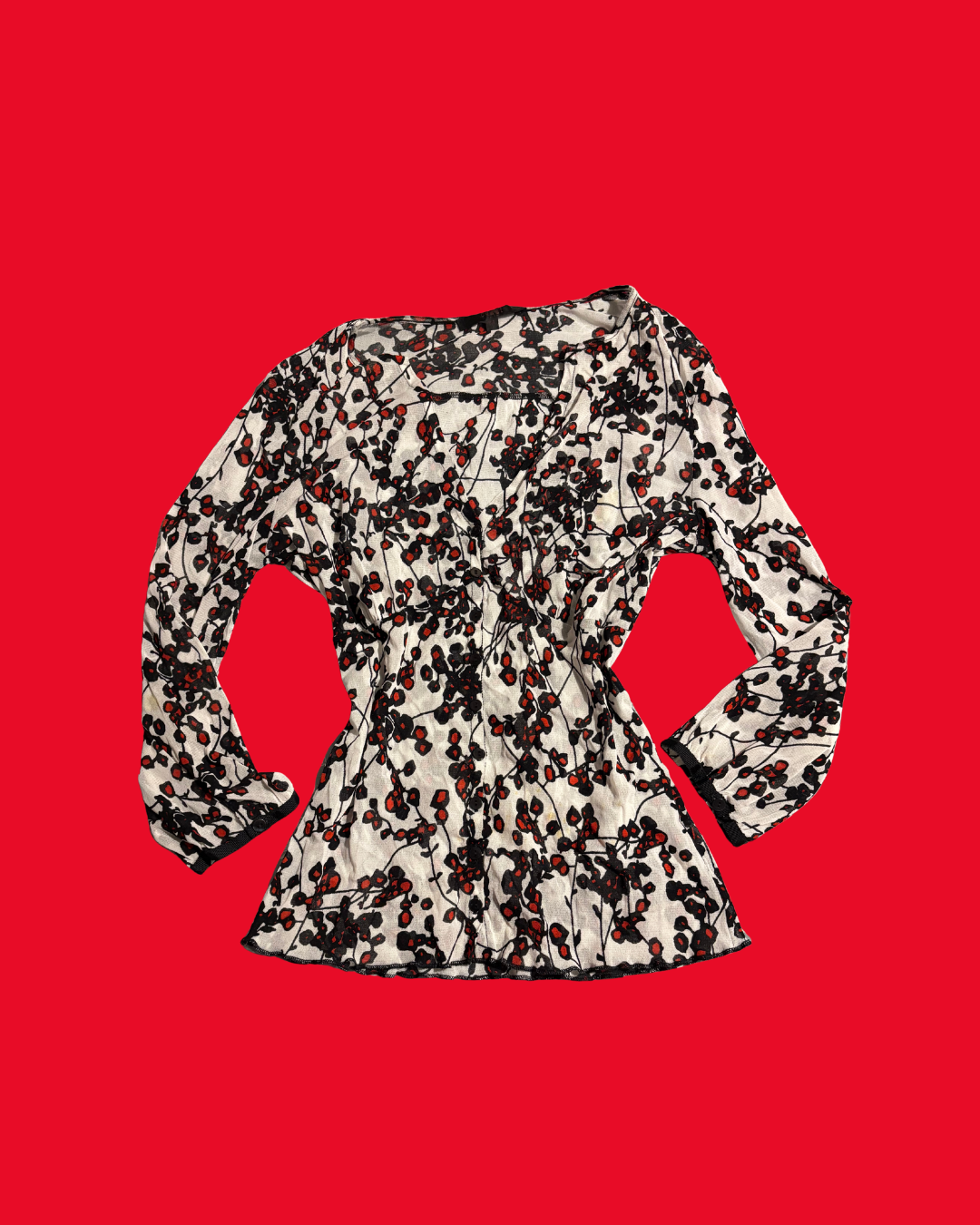 White Floral Blouse, Gothic Whimsy Blouse Size 10