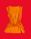 Y2K Orange Butterfly Mesh Girly Top - Size 12 Medium