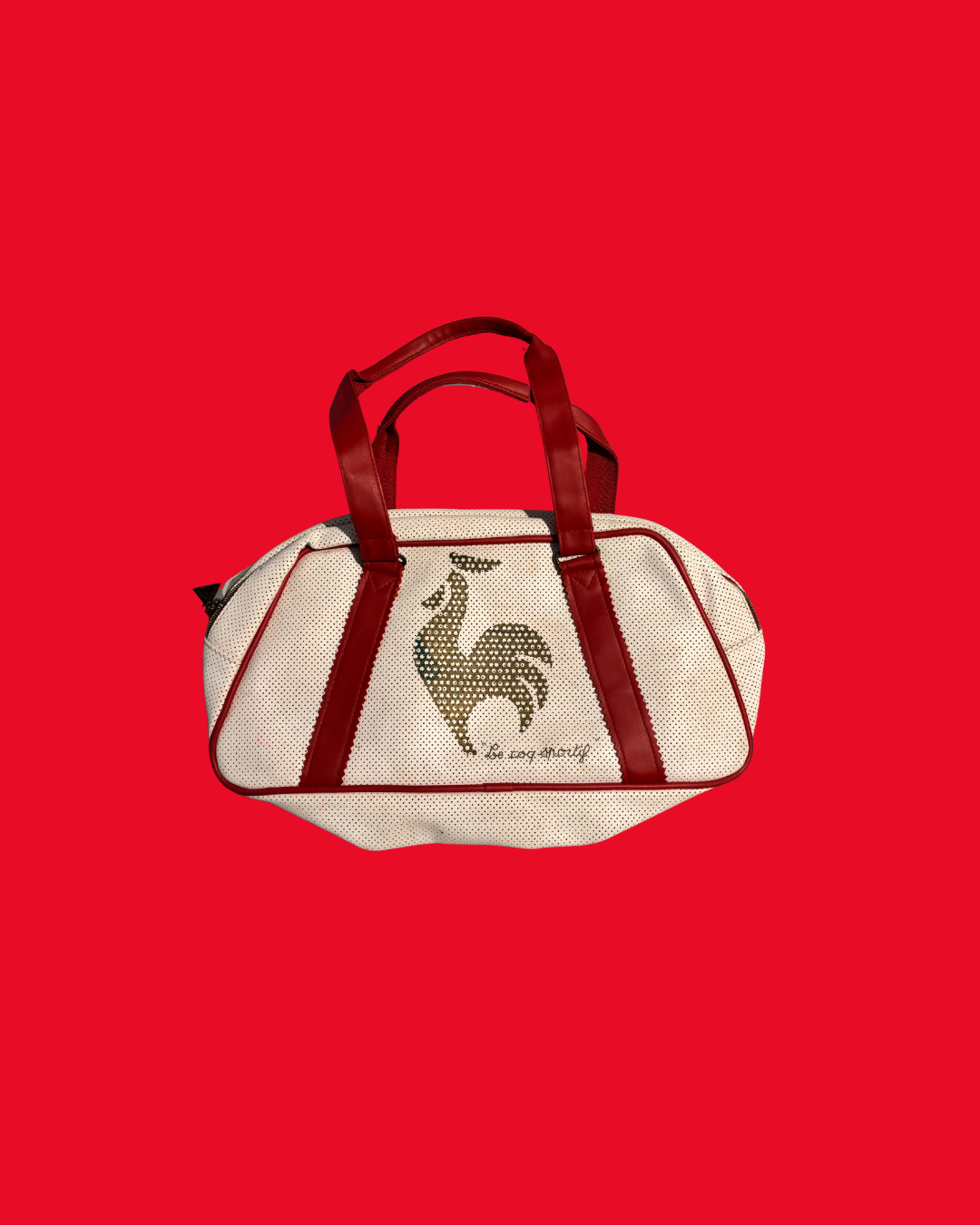 Classic Y2K Le Coq Sportif White Bag with Red Handle Details – Y2K Vintage Sports Bag