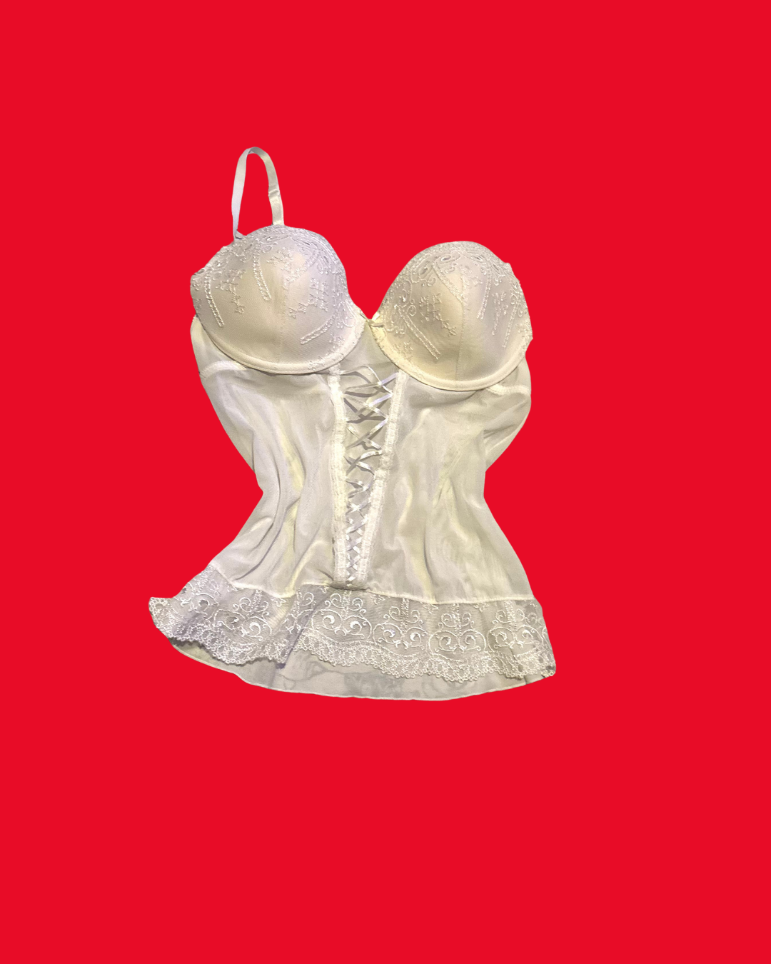 Y2K White Lace Trim Bustier Top – 36C bust Classic 00's look