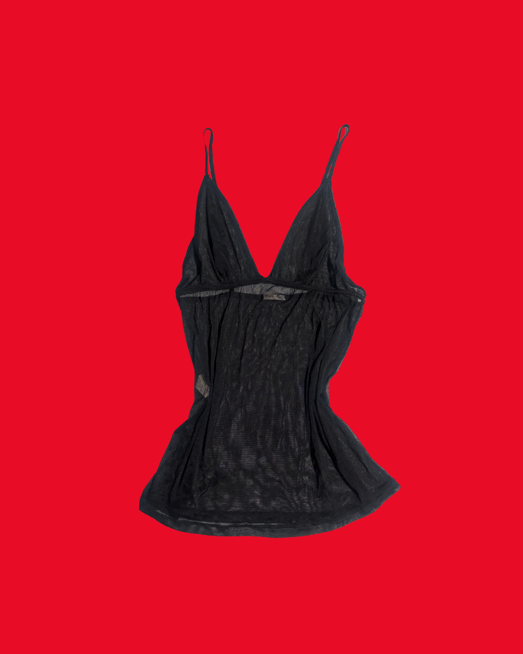 Whimsy Goth Black Sheer Mesh Cami – Y2K Fairy Grunge Size 10
